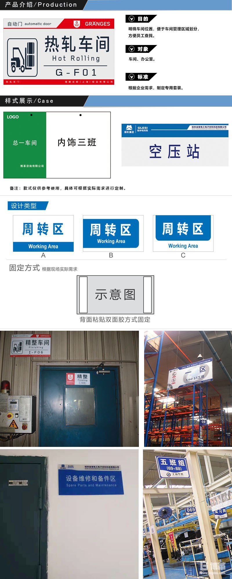 車間區域標識牌、門牌